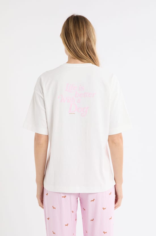 T-shirt en coton à motif chien "Life is better with a dog;${refinementColor}