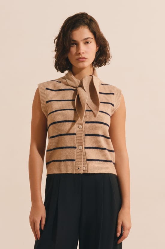 Gilet sans manches avec lien &agrave; nouer;${refinementColor}