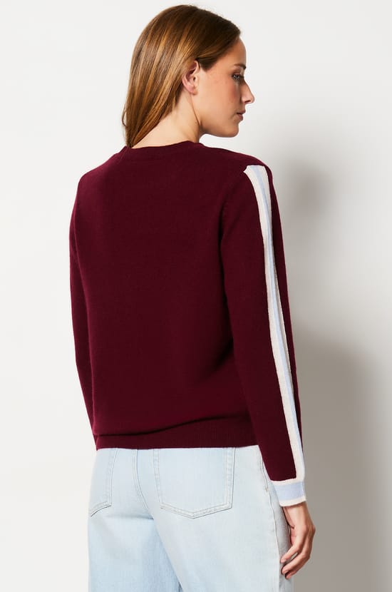 Pull en 100% cachemire avec détails sur les manches;${refinementColor}