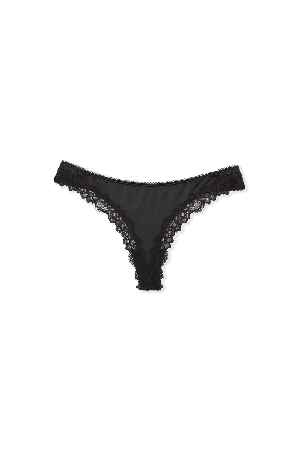 Thong in microfibre with lace details;${refinementColor}