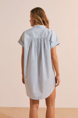 Chemise de nuit en coton &agrave; rayures;${refinementColor}