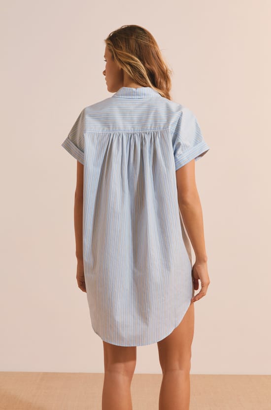 Chemise de nuit en coton &agrave; rayures;${refinementColor}
