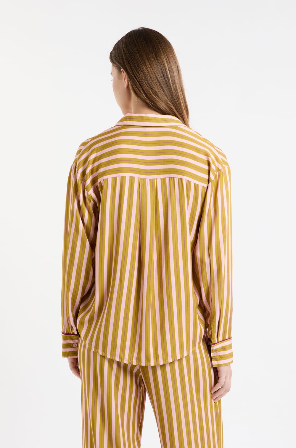 Camisa de pijama bicolor a rayas;${refinementColor}