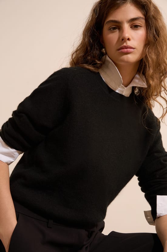 Pull col rond 100% cachemire;${refinementColor}