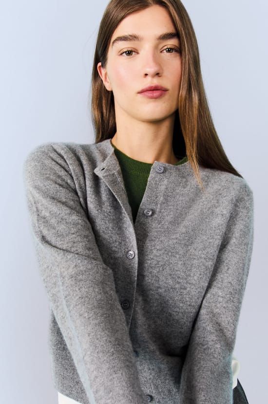 Cashmere cardigan with buttons;${refinementColor}