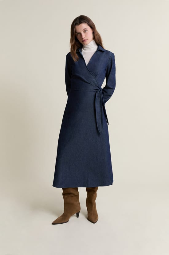 Robe longue en coton cache-coeur;${refinementColor}