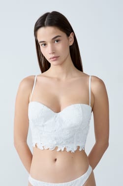 Lightly Lined Bustier Bra with Embroidery;${refinementColor}