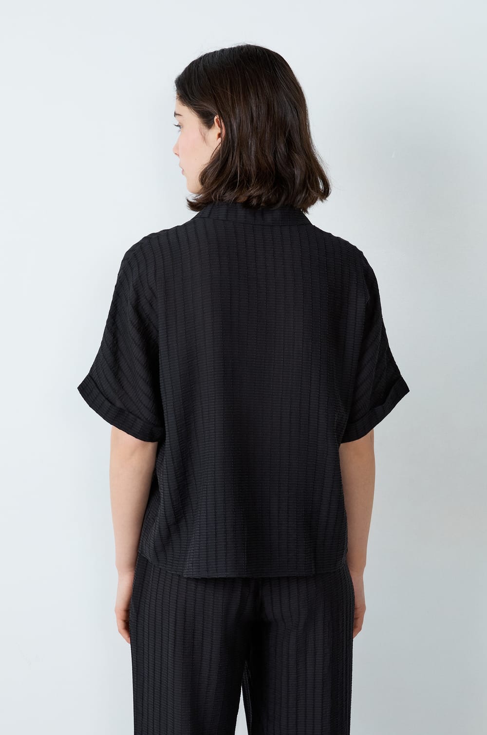 Chemise de pyjama manches courtes à rayures;${refinementColor}