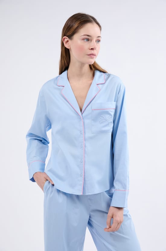 Chemise de pyjama à manches longues en coton;${refinementColor}