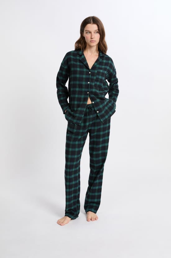 Conjunto de pijama de 2 piezas a cuadros de algodón;${refinementColor}