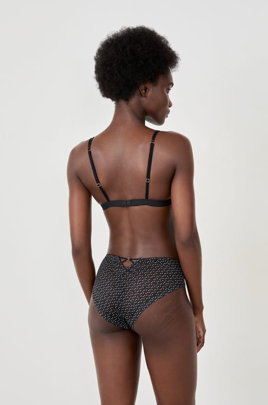 Wireless Triangle Bra with Polka Dot Tulle;${refinementColor}