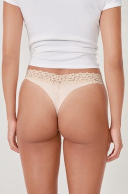 Microfiber And Lace Thong;${refinementColor}