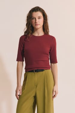 T-shirt manches 3/4 en coton;${refinementColor}