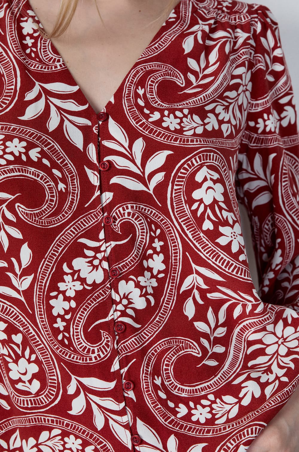 Chemisier col V &agrave; motifs;${refinementColor}