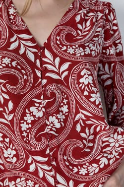 Chemisier col V &agrave; motifs;${refinementColor}