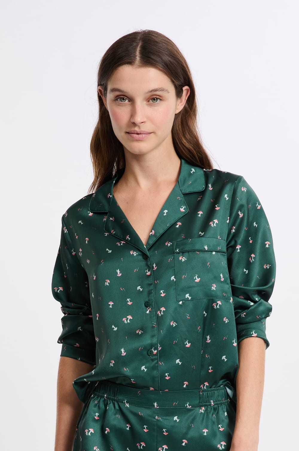 Pyjama 2 pièces à motifs effet satin;${refinementColor}