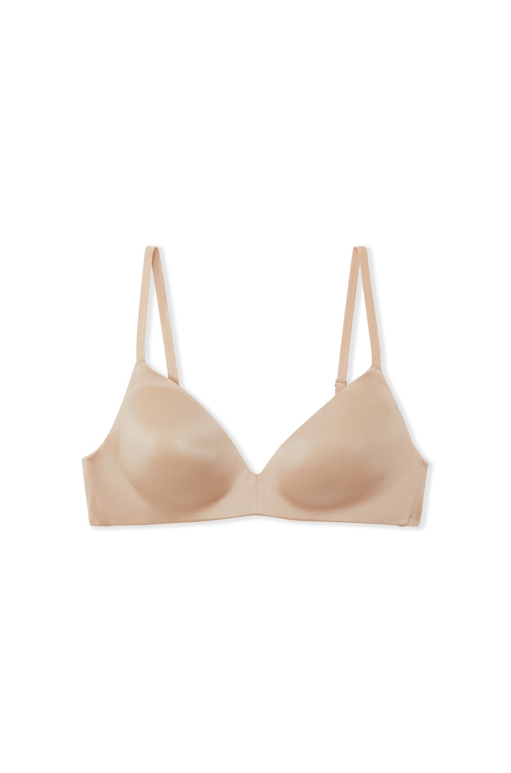 Shiny effect triangle bra;${refinementColor}