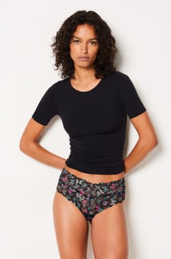 Lace Print V-Shape Hipster;${refinementColor}