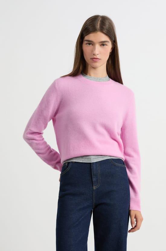 Pull col rond en cachemire;${refinementColor}