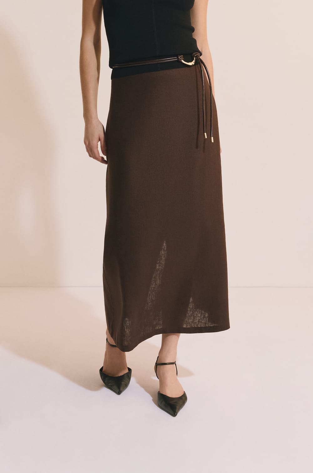Jupe longue avec lin;${refinementColor}