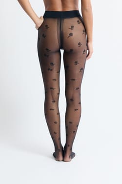 Collant transparent &agrave; motifs fleurs;${refinementColor}