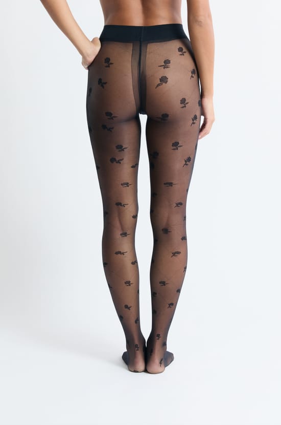 Collant transparent &agrave; motifs fleurs;${refinementColor}