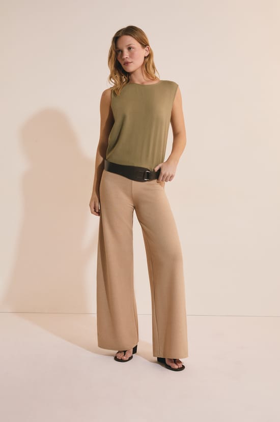Sleeveless Top with Linen;${refinementColor}