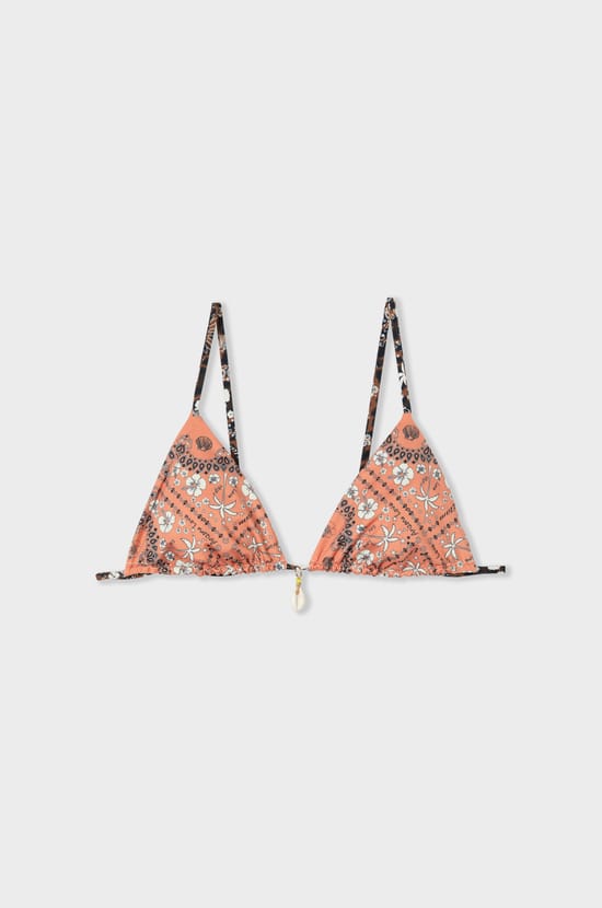 Reversible printed triangle bikini top;${refinementColor}