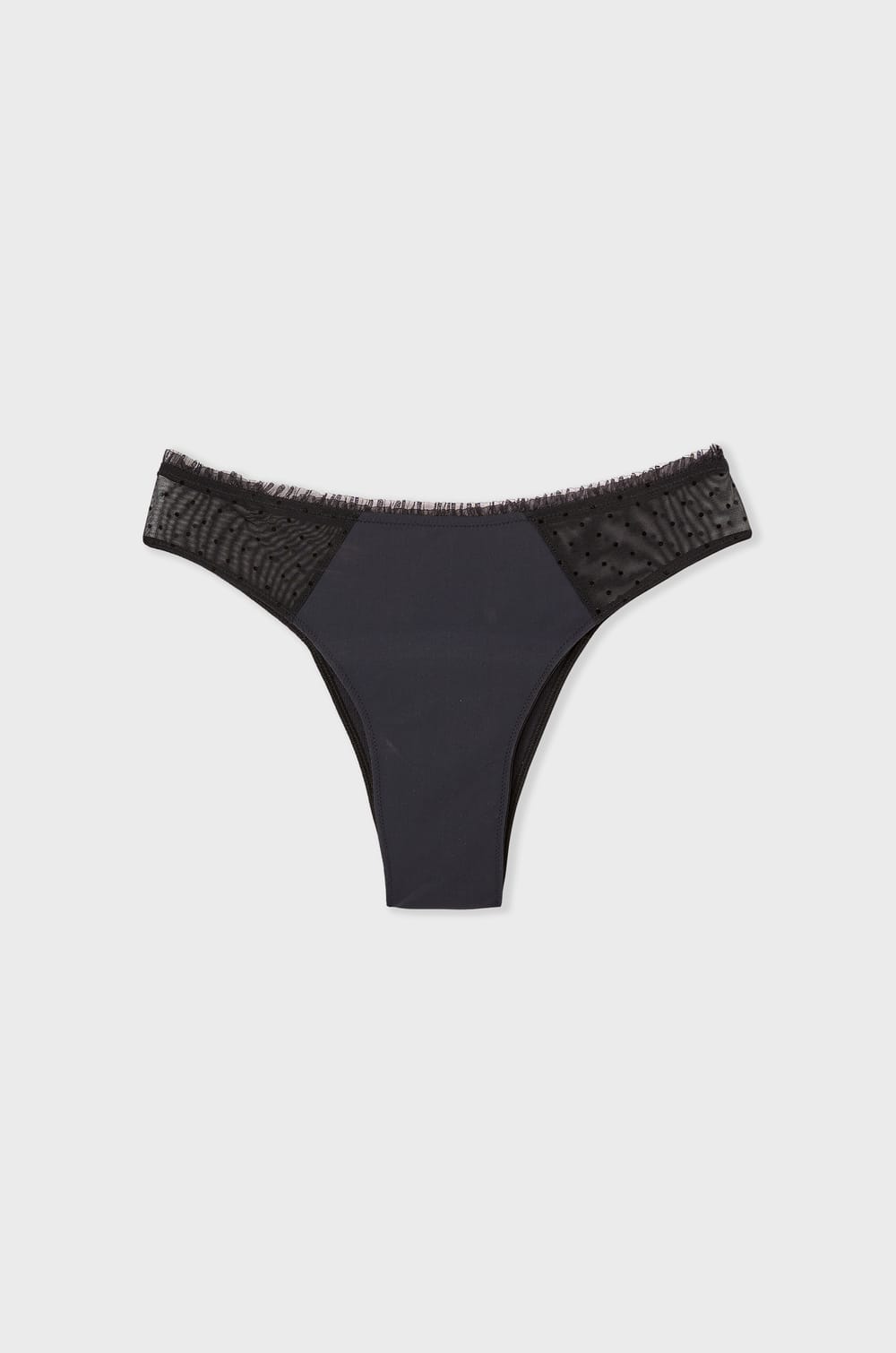 Tanga menstruel en coton et tulle - Flux léger;${refinementColor}