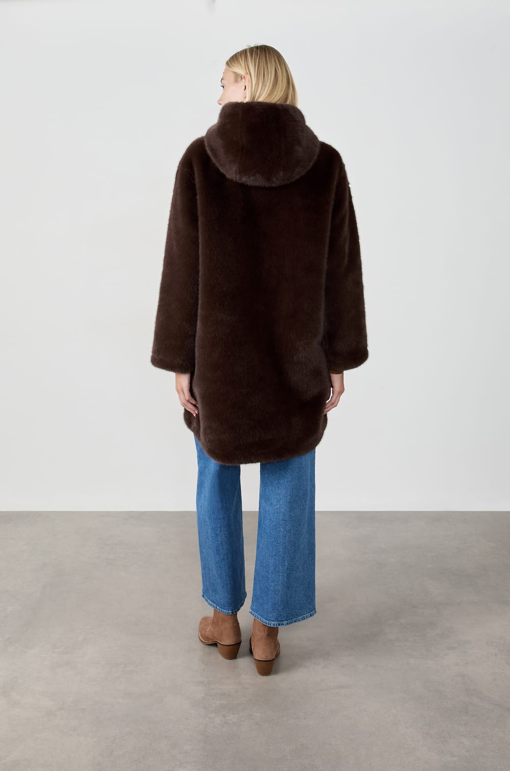 Long Faux Fur Coat;${refinementColor}