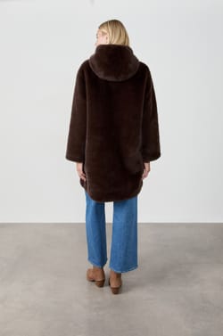 Long Faux Fur Coat;${refinementColor}