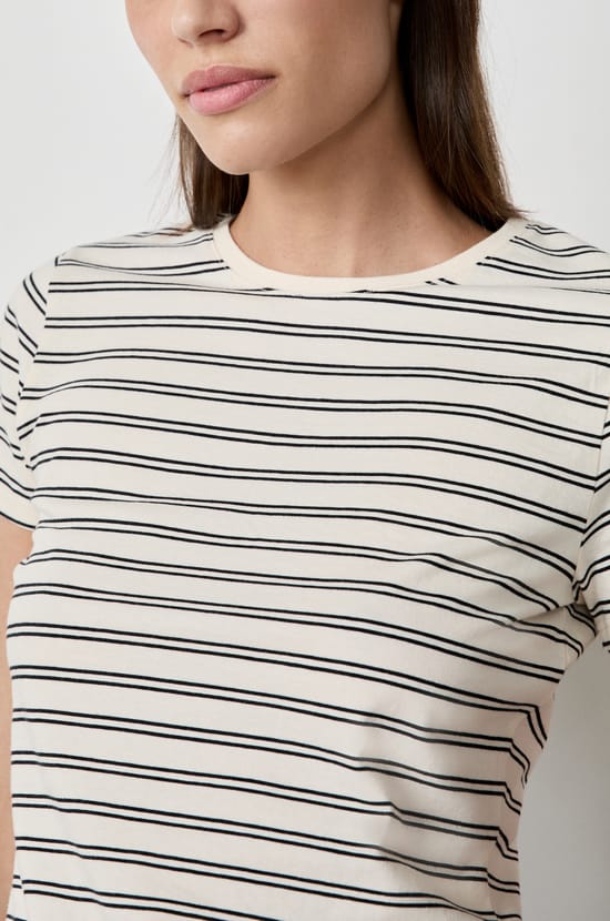Short-sleeved striped cotton T-shirt;${refinementColor}