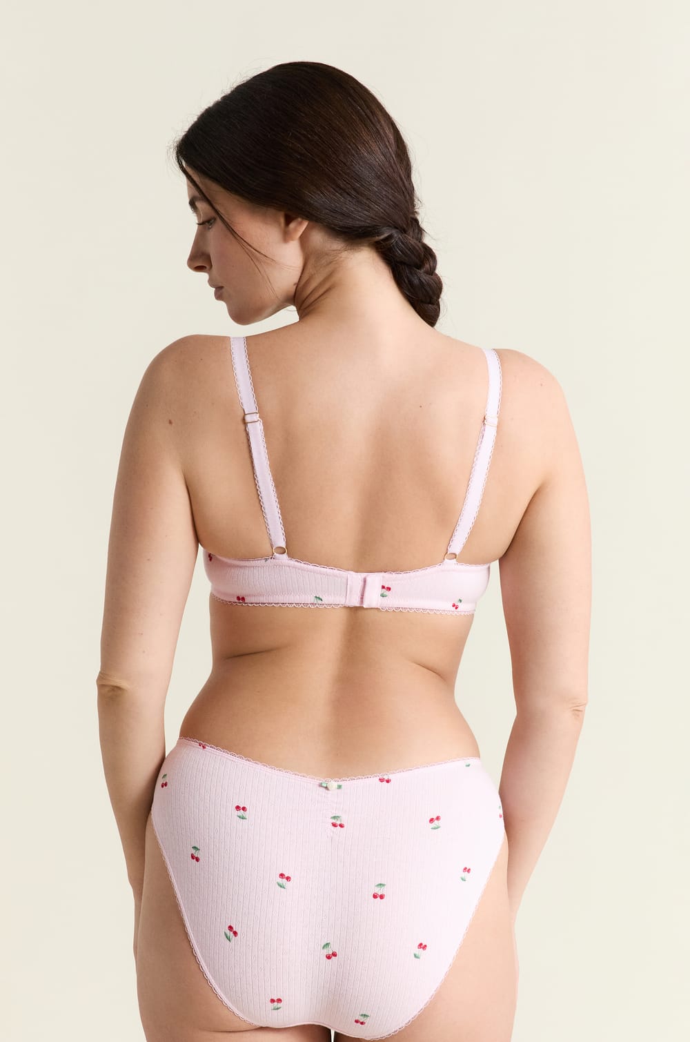 Soutien-gorge balconnet en coton pointelle &agrave; motifs;${refinementColor}