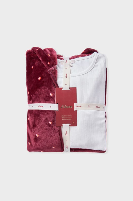 3-Piece Pajama Set With Heart Print In Cotton;${refinementColor}