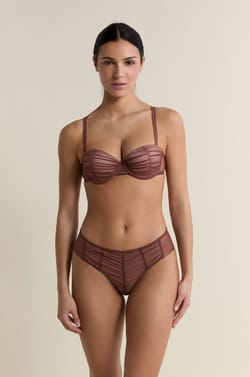Balconette Bra with Lightly Lined Cups in Tulle;${refinementColor}