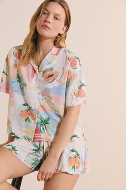 Camisa de pijama corta estampada;${refinementColor}