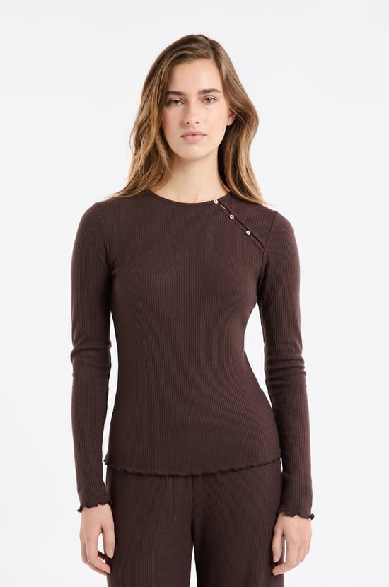 Pyjama T-shirt with Buttons;${refinementColor}