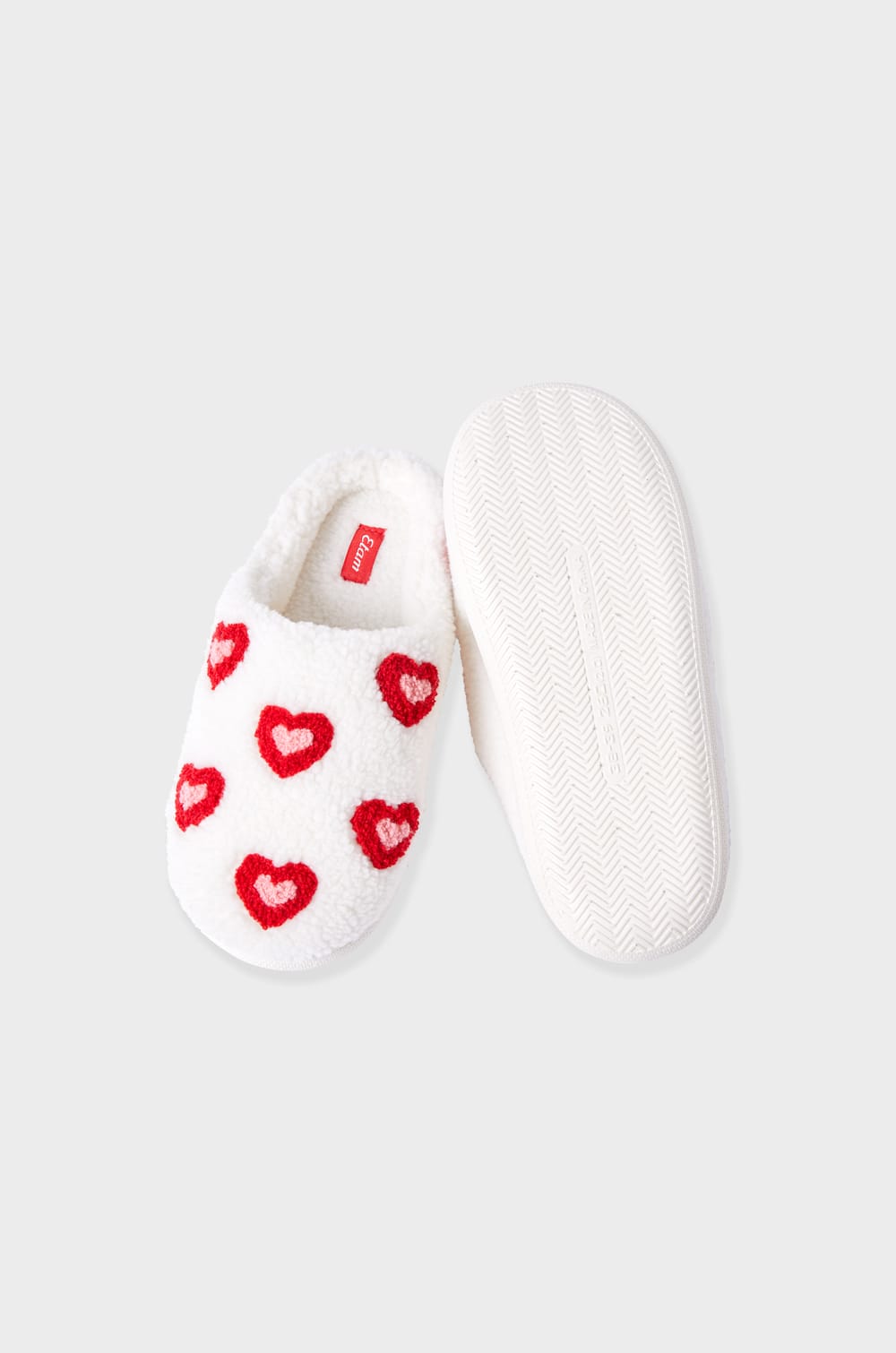 Heart Pattern Slippers in Faux Fur;${refinementColor}