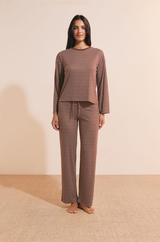 Pantalon de pyjama &agrave; rayures avec cordon de serrage;${refinementColor}
