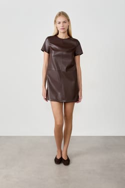 Short Leather-Effect Dress;${refinementColor}