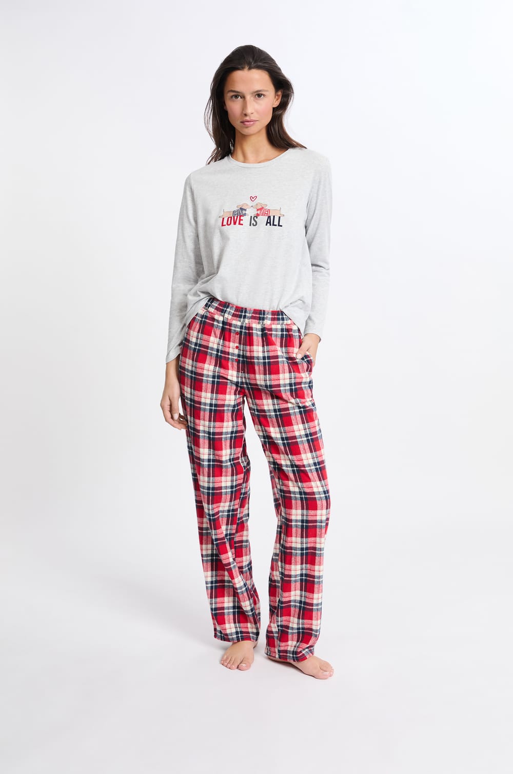 Conjunto de pijama de 3 piezas con estampado y algod&oacute;n;${refinementColor}