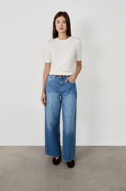 Short-sleeved sweater round neck;${refinementColor}