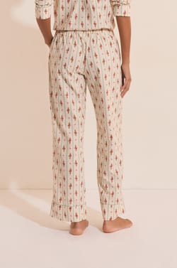 Pantalon de pyjama &agrave; motifs fleuris en coton;${refinementColor}