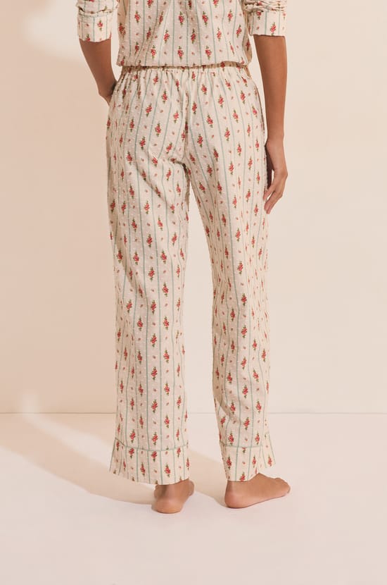 Pantalon de pyjama &agrave; motifs fleuris en coton;${refinementColor}
