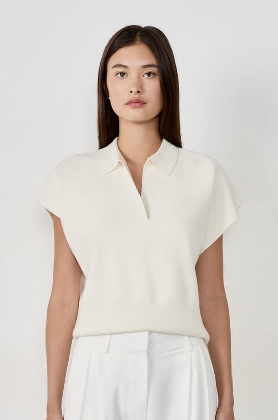 Pull sans manches col polo;${refinementColor}