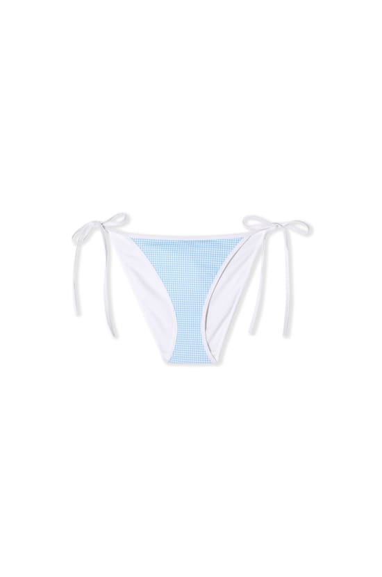 Bikini Bottom with Gingham Print to Tie;${refinementColor}