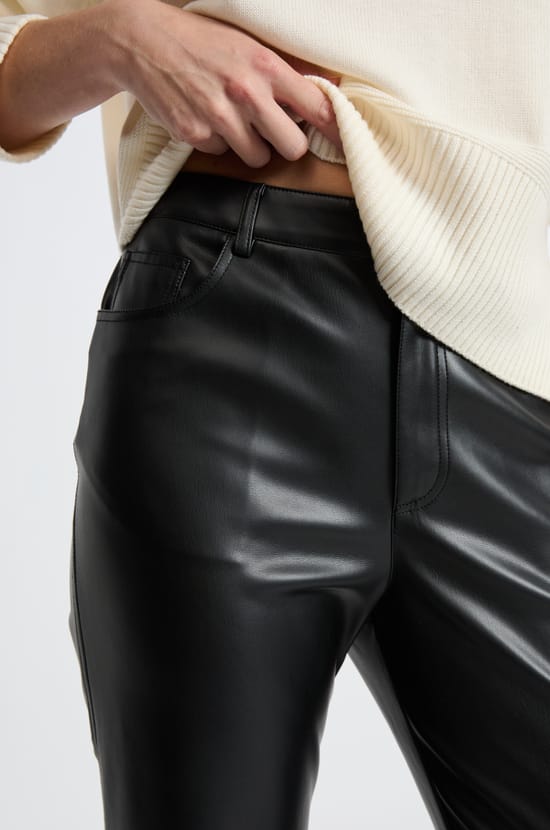 Wide-Leg Faux Leather Trousers;${refinementColor}