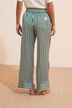 Pantalon satin&eacute; &agrave; rayures;${refinementColor}