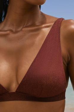 Haut de maillot de bain triangle paillet&eacute; avec pads amovibles;${refinementColor}