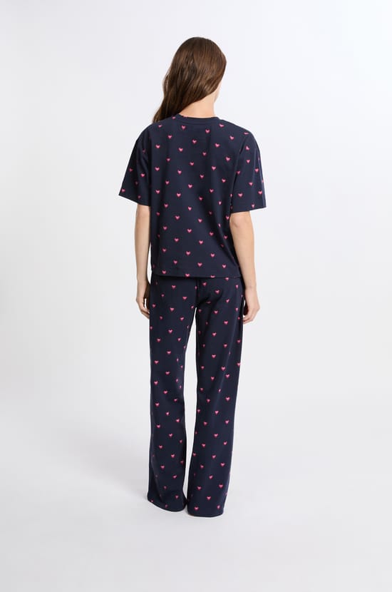 Pijama de 2 piezas con estampado de corazones de algod&oacute;n;${refinementColor}